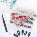 Nail Set 12 Grid Flat Bottom Shaped Rhinestones AB Crystal Decorated Kits for Jewelry