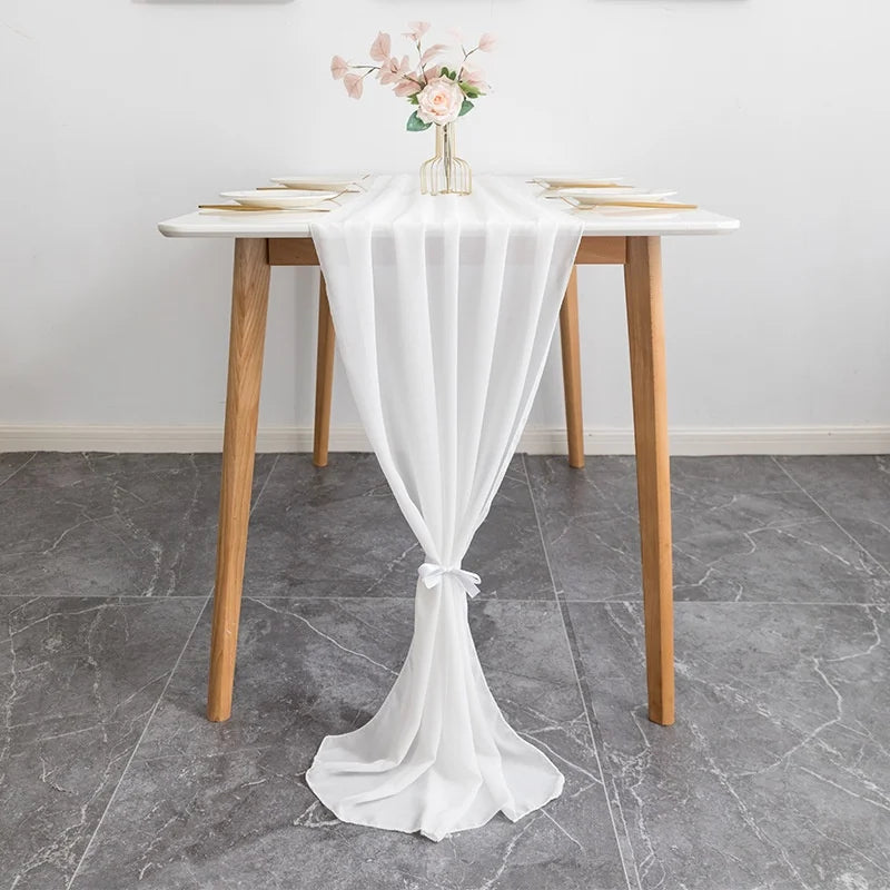 Table Runners for Simple and Modern Wedding Banquet Table Decorations.Solid Color Polyester Chiffon Table Runners.