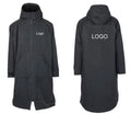 Waterproof Man Black Jacket Surf Poncho Change Dry Surf Robe With Sherpa Fleece Lining Adult  Child Swim Robe