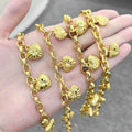 JXX Dainty Gold 24K Plated Peach Heart-Shape Link Brass Fashion Bracelet for Women