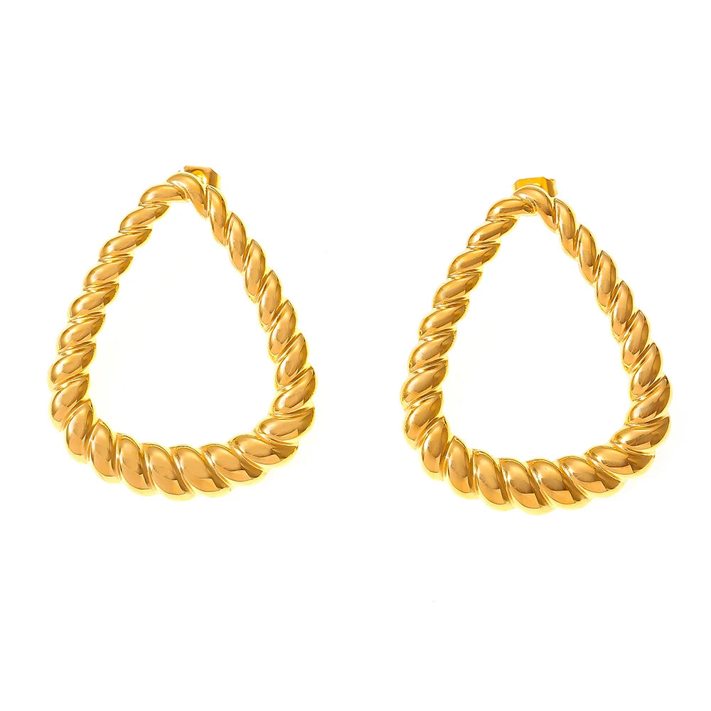 Simple Personality Twist Shape Jewelry Geometric Twist Line Design Sense Titanium Steel Gold-plated Earrings
