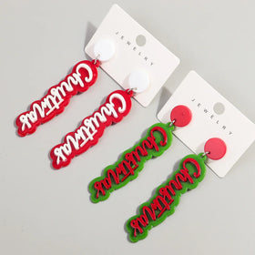 Popular Merry Christmas Casual Party Jewelry Custom Letters Holiday Accessories Trendy Acrylic Drop Earrings for Women Xmas Gift