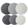 Dark Gray White Gray 7 Inch Cotton Thread Weave Cup Coaster Hot Pot Dish Trivet Pad Mat Placemat for Kitchen Cooking