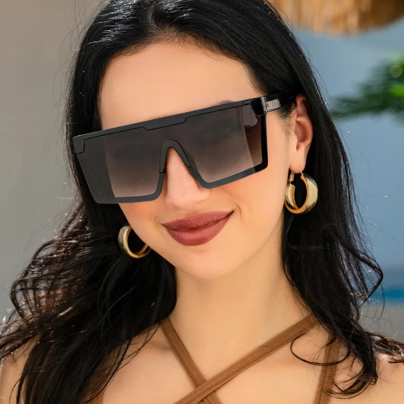 Lmamba Fashion Oversized square Sunglasses Women Brand Custom One Piece Sun Glasses Trendy Sunglasses 2022