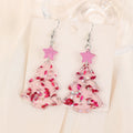 1Pair Christmas Drop Earring Acrylic Tree With Star Jewelry for Woman Girl Holiday Birthday Gift