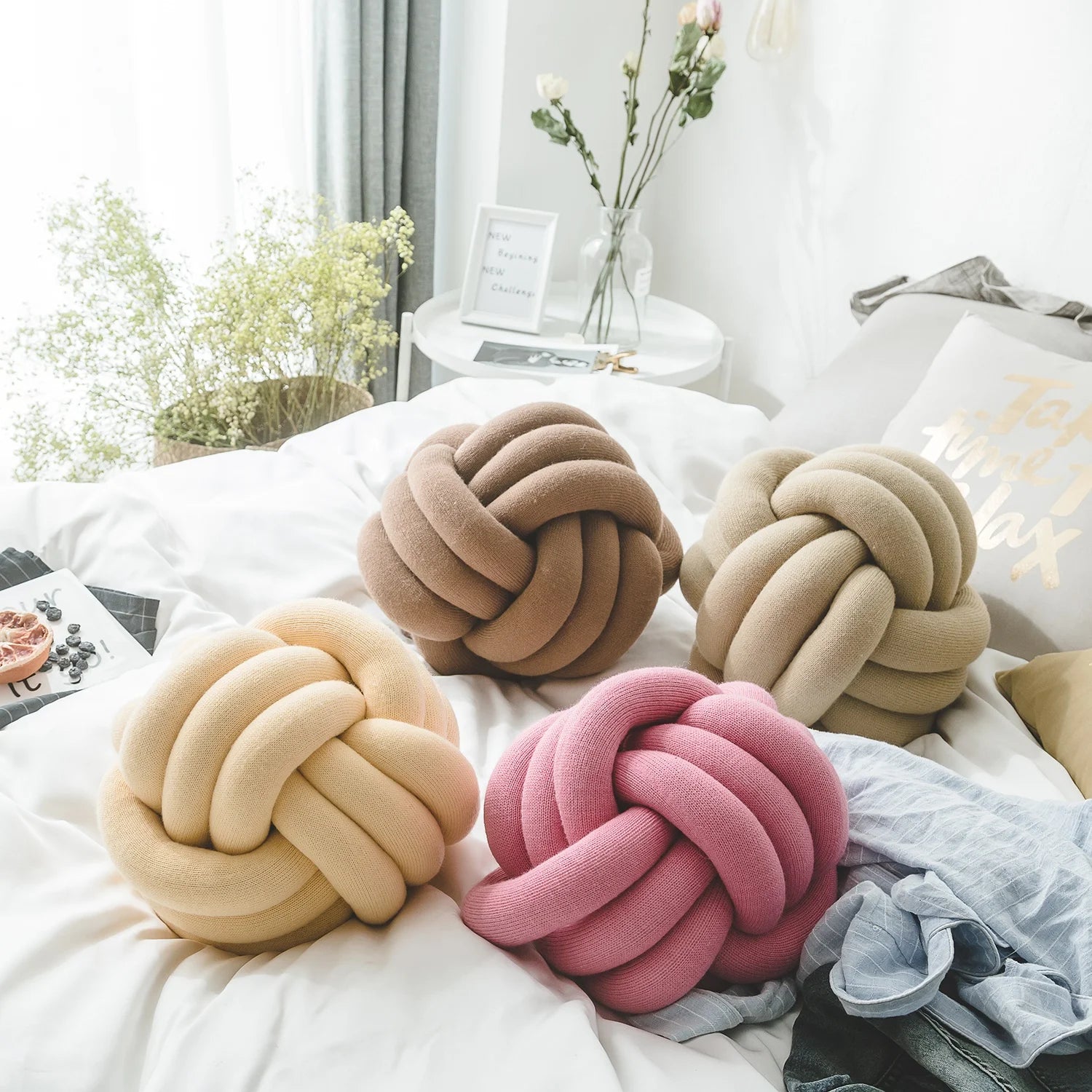 Wholesale Purely Handmade Chunky Knotted Car Seat Pillow 3d Decorative Personality  Living Room Sofas Dst