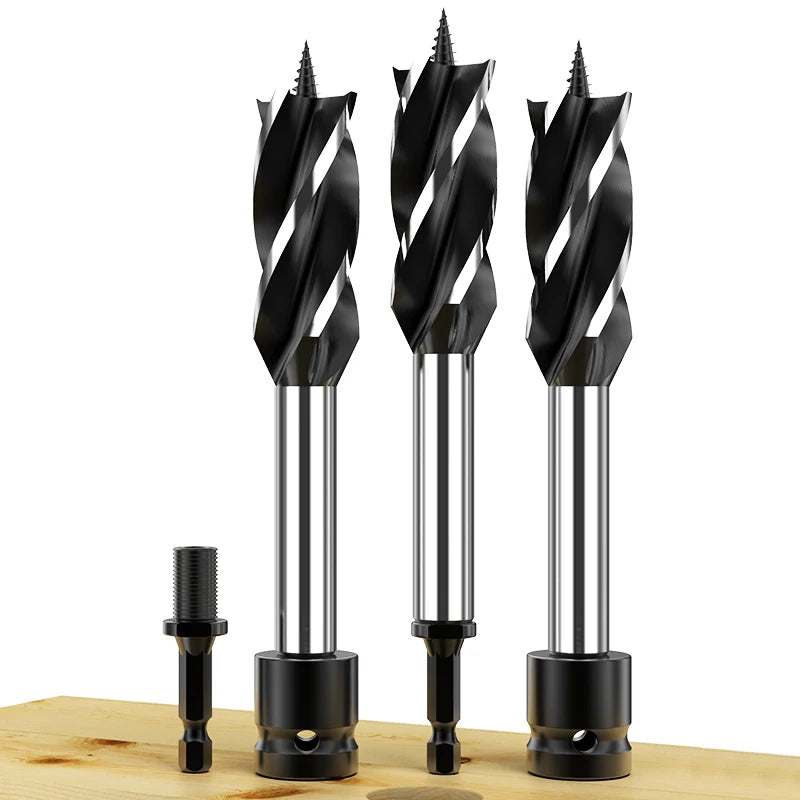 HUHAO 8mm Four Flutes Shank Hand Drill Bit Set Wood Hole Saw Steel Woodwork Hole Drill
