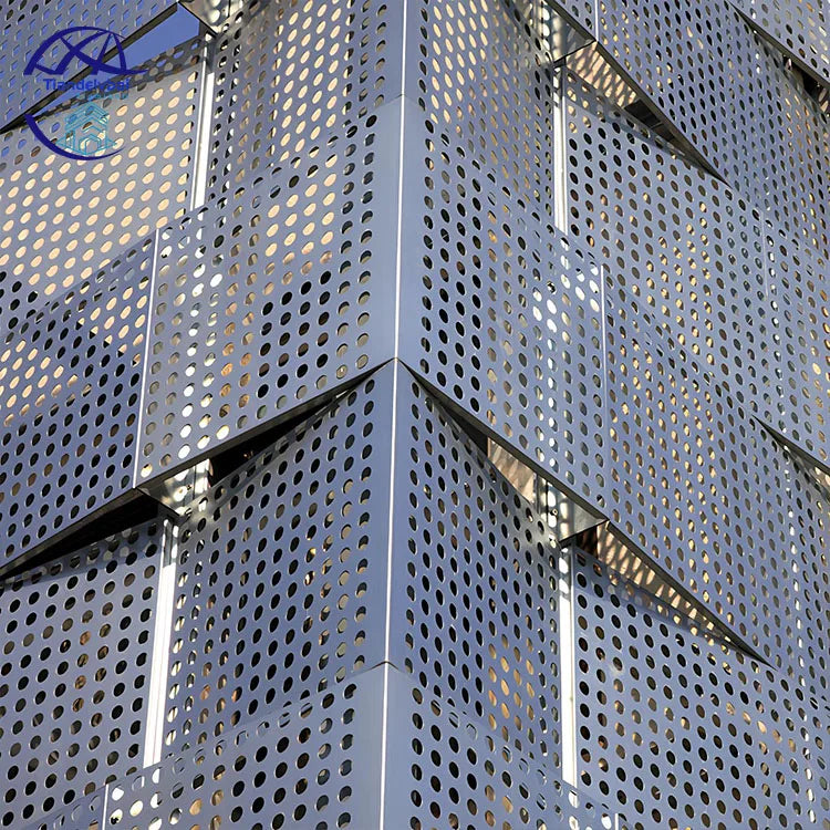 Custom Perforated Aluminium Facade Veneer Exterior Material Curtain Wall Panel for Hotel Hall Hospital Building Material