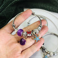 Newest 3 Colors Blue Purple Pink Starfish Shell Butterfly Stainless Steel Beads Girls Bracelet