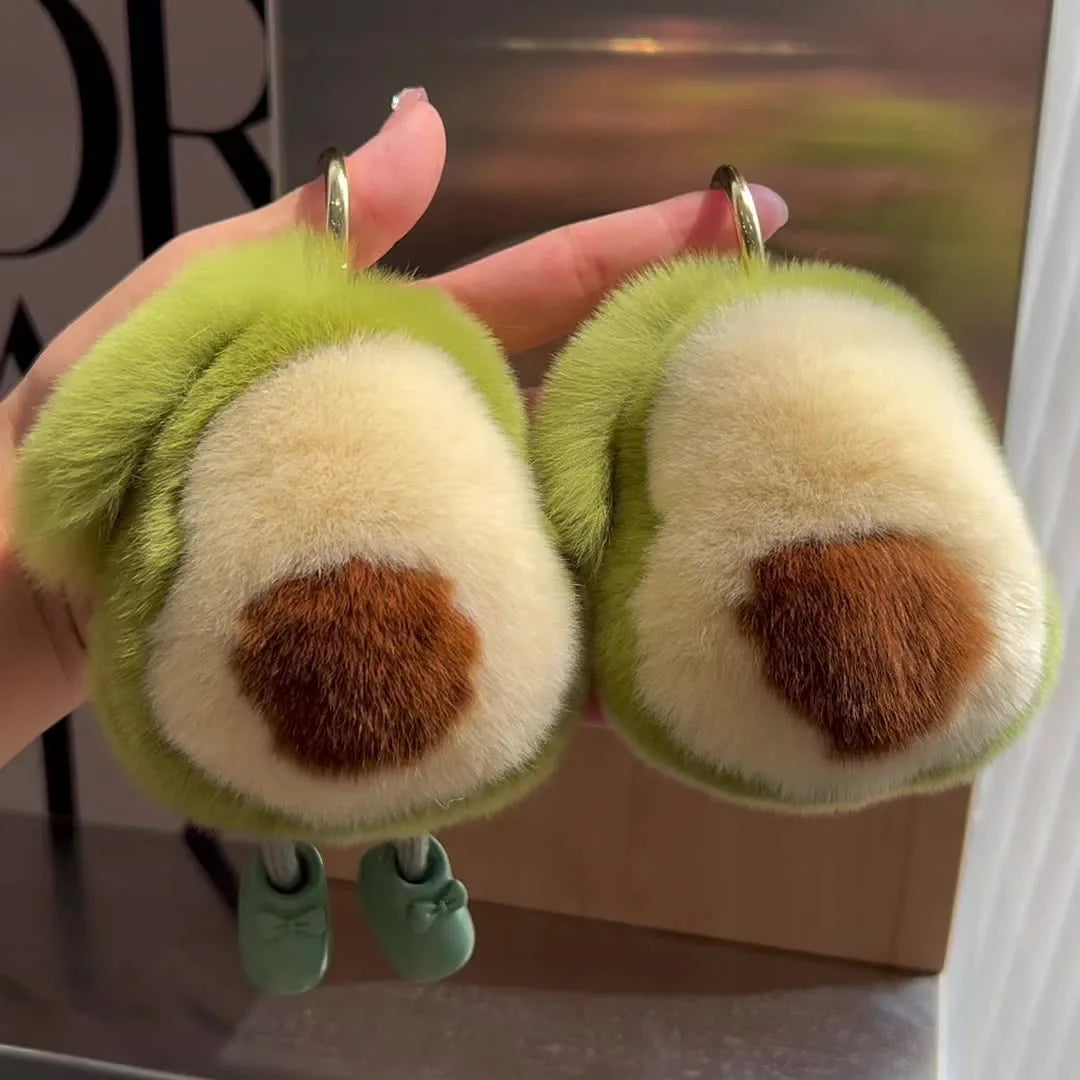 Wholesale Cartoon Lovely Stuffed Plush Keychain Doll Schoolbag Pendant Pom Pom Fruit Avocado Keychain