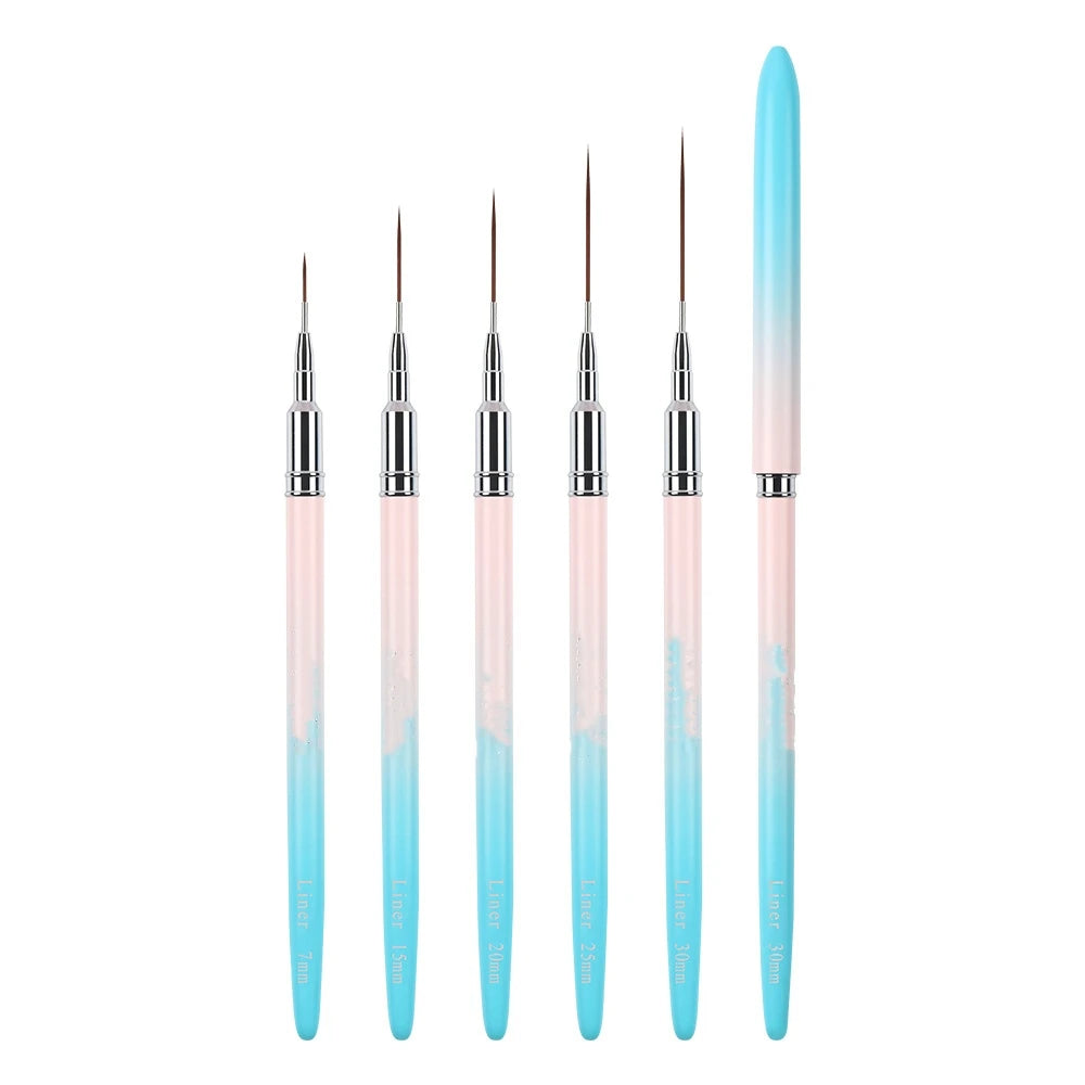 Wholesale Nail Art Liner Brush Professional Extra Thin Nail Art Brushes Liner Gel Liner Round Metal Handle Nylon 100 Sets 1PC