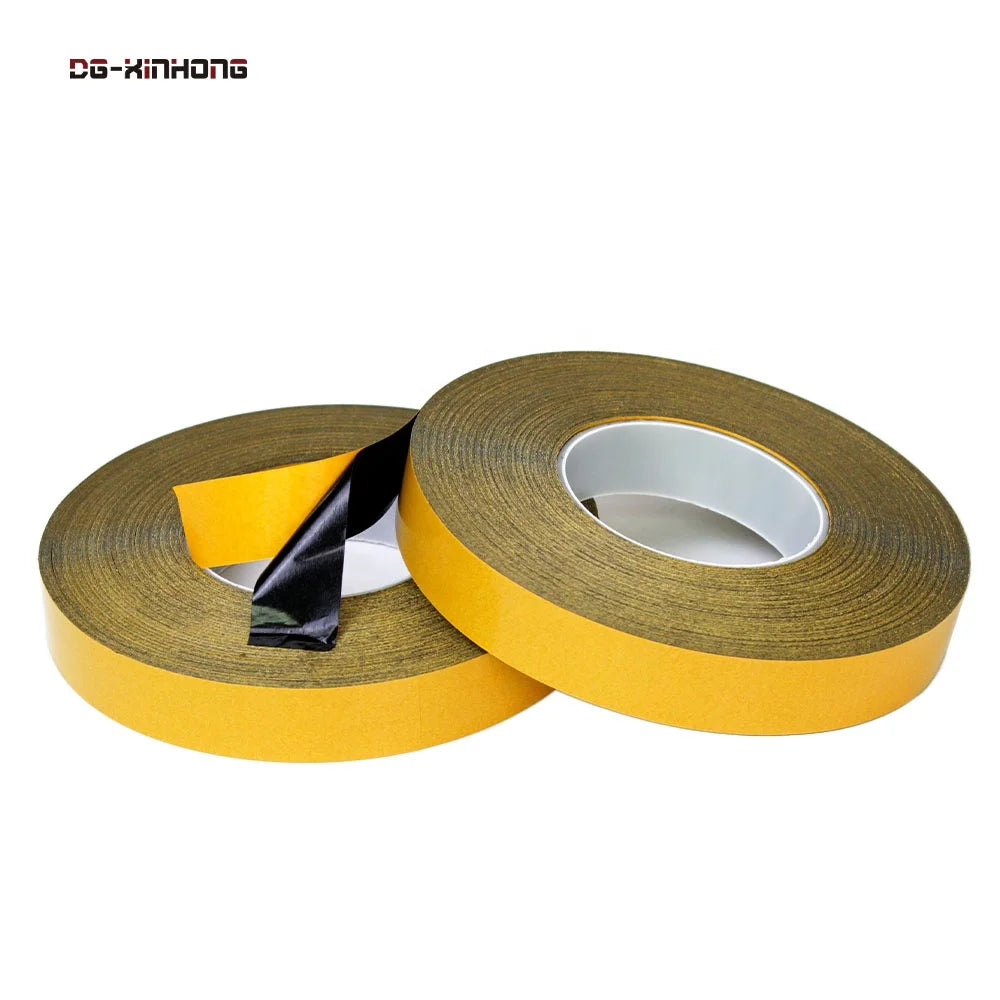 2- High Temperature Heat Resistant No Residual Adhesive Thin Black Polyester Film Yellow Release Liner Double Sided PET Tape