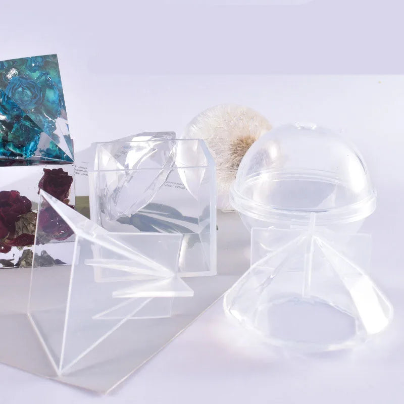 5117  Cube pyramid diamond circular ball round epoxy decorate cake Resin Crystal Glue Silicone Mold Aromatherapy for 3D Mould