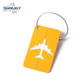 Aircraft Style Aluminum Luggage Tag Metal Oxide with Stainless Steel Ring Silk Screen Printing Technique