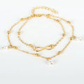 European and American Fashion Retro Artificial Pearl 8 - Character Ankle Bracelet Jewelry Hand-beaded Double Bracelet Human