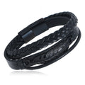 Wholesale Stainless Steel Clasp Leather Braid Charm Feather Bracelet Fashion Bracelets for Men and Women