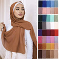 Summer Muslim Soild Color Scarf Hijab for Women Bubble Chiffon Headscarf Turban Female Shawls and Wraps Foulard Femme 70X175cm