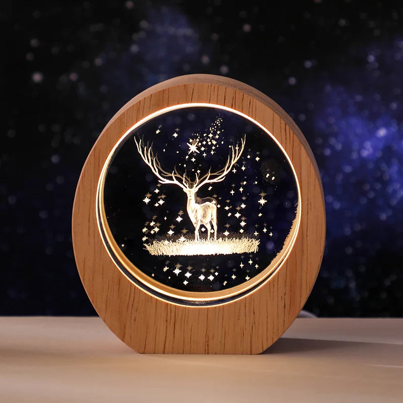 3D LED Night Light K9 Glass Crystal Ball Model Small Size Heart Tower Shape for Christmas Valentine's Day New Year Souvenir Gift