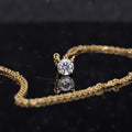 Starsgem Solitaire Style Gemstone Necklace 18k Yellow Gold 4mm Diamond Necklace Classic 4 Prongs Setting.