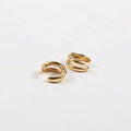 Minimalist Women Dainty 13mm Stainless Steel 18k Gold Plating Two Layer Ear Cuff Earrings