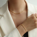 Dropshipping Simple Dainty Good Quality Bling Necklaces Gold Bangle Necklace Sets for Women