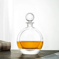 HUAHANGNA Lead Free 770ml Custom Logo Printed Flat Glass Liquor Bottle Whiskey Decanter for Bar Home Hotel
