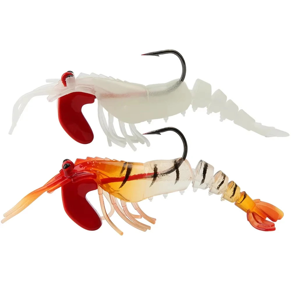 Spinpoler 9cm/12.4g TPR Soft Shrimp Fishing Lure Bionic Shrimp Baits Crawfish With Hooks Multi-Segment Swimbait Tackle
