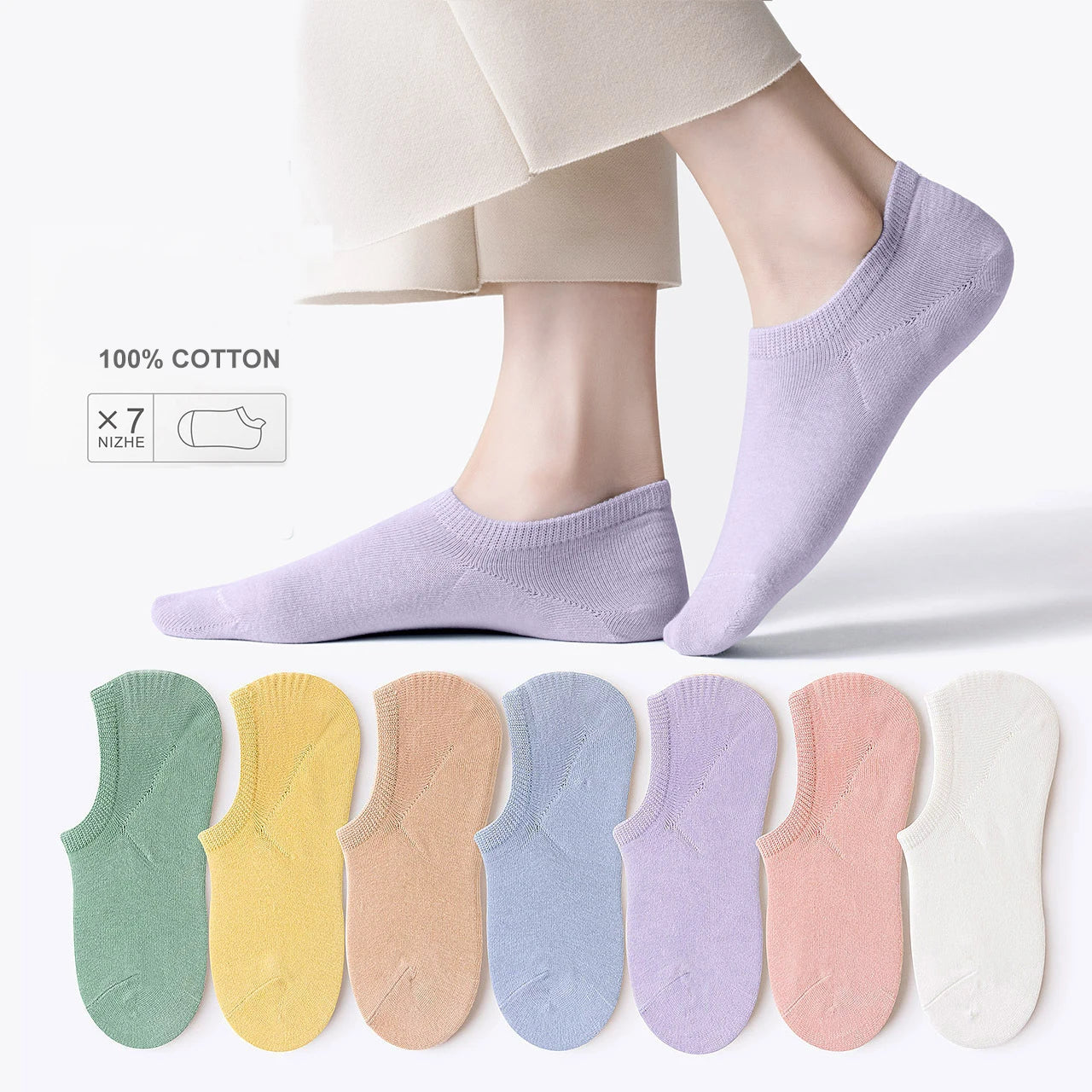 Multi-Colored Mesh Breathable Low Cut Invisible Socks 2023 Silicone Non-Slip No Show Socks Women Cotton Ankle Socks