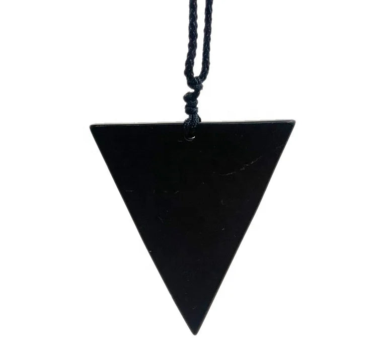 Wholesale Shungite Inverted Triangle Pendant for Gift Healing Crystal Feng Shui Natural Home Decoration Polished