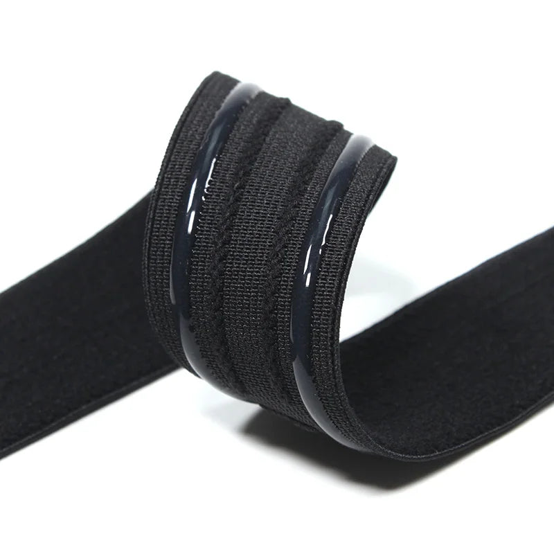 Factory Custom Black Spandex Jacquard Webbing Waistband Silicone Dipped Print Rubber Non-slip Elastic Tape for Ingerie Apparel