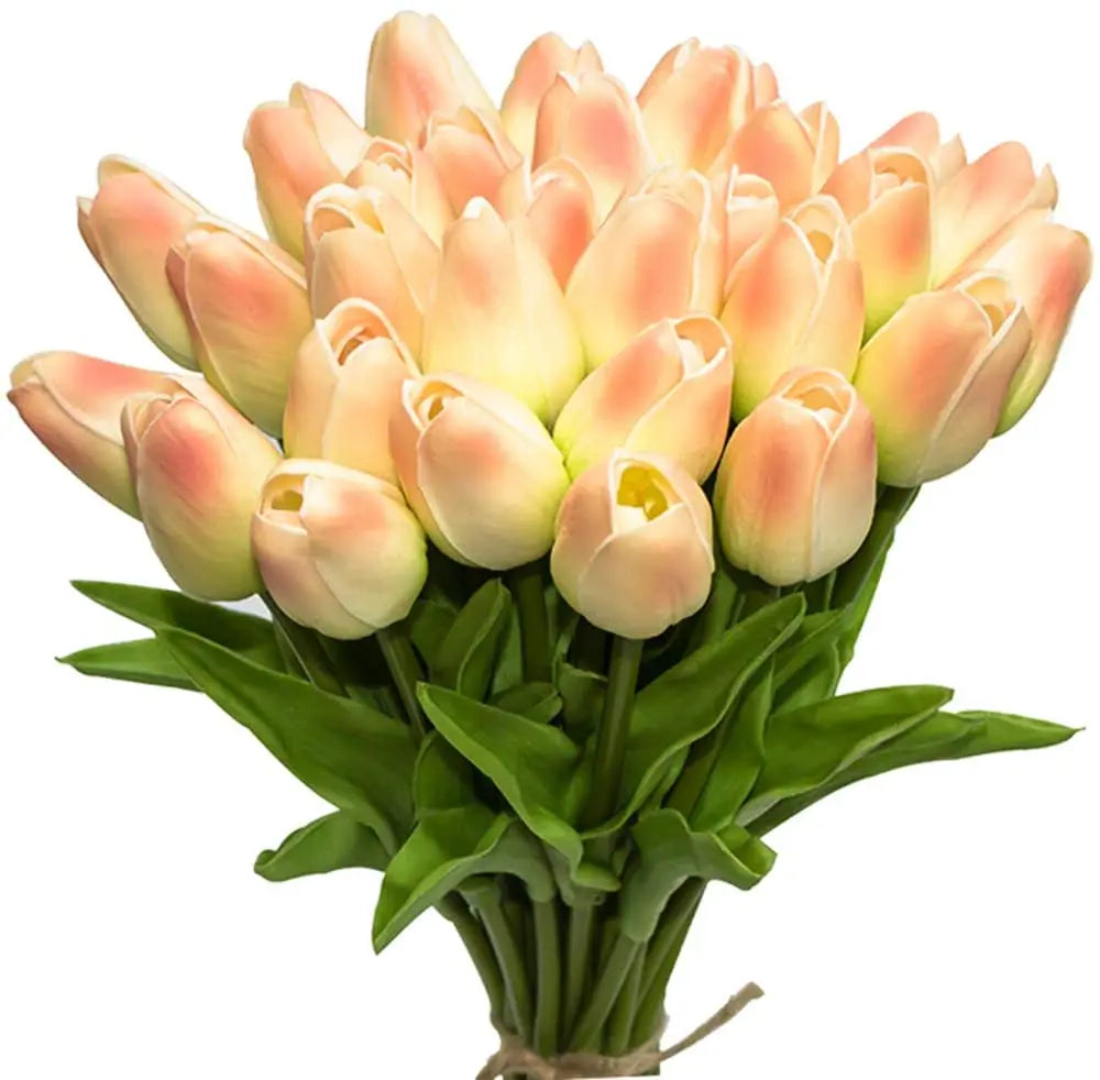 30PCS Artificial Tulips Flowers Real Touch Faux PU Tulip Bouquet Latex Flowers for Wedding Party Office Home Decoration