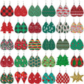 Hot Sale 2022 Double Sided Women Faux Leather Merry Christmas Earrings
