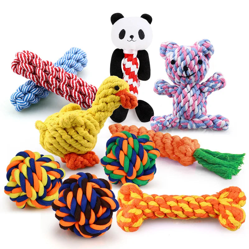 1pcs Bite Resistant Pet Dog Chew Toys for Small Dogs Cleaning Teeth Puppy Rope Knot Ball Playing Animals