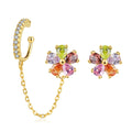 Fashion Jewelry Earrings Women S925 Silver Earrings 18K Gold Plated Jewelry Colorful Zircon Flower Wedding Tassel Earrings