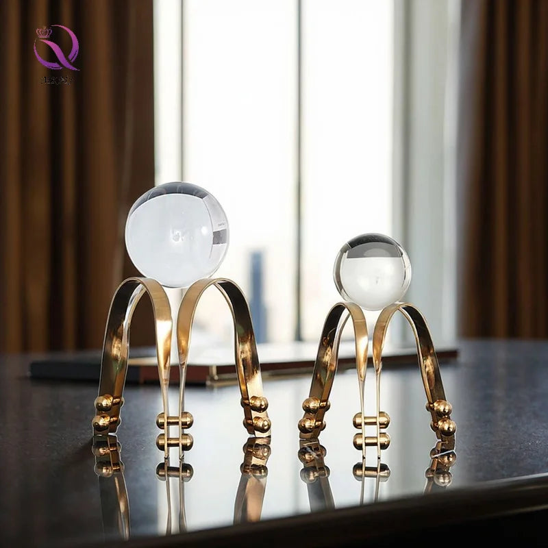 Wholesale Metal Tripod Crystal Ball Crafts Modern Minimalist Home for Living Room Hotel Engineering Soft Decorations