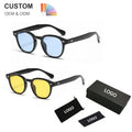 Hot Selling Round Small Frame Sunglasses Men Women Anti Blue Light Glasses Unisex UV400 Customs Shades Sunglasses logo