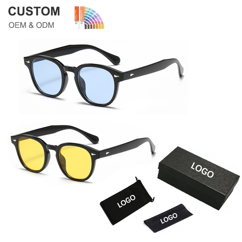Hot Selling Round Small Frame Sunglasses Men Women Anti Blue Light Glasses Unisex UV400 Customs Shades Sunglasses logo
