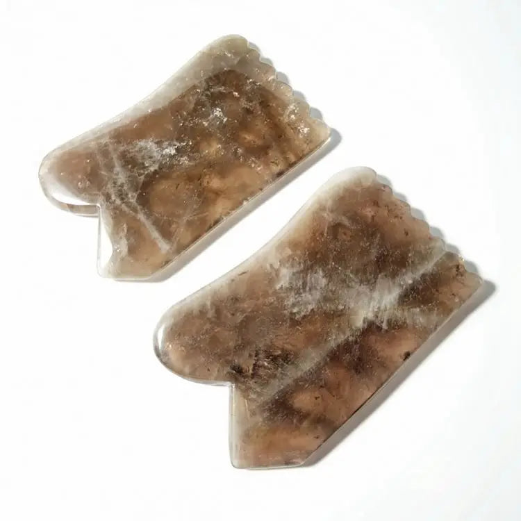HY New Natural Crystal Smoky Quartz Stone Body Massage Tool Jade Premium Gua Sha Smoky Quartz Guasha Stone