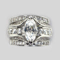 CAOSHI New Design Marquise Cut Crysta Cubic Zirconia Wedding 3Pcs Sets Rings for Bride Engagement Silver Plated CZ Rings Women