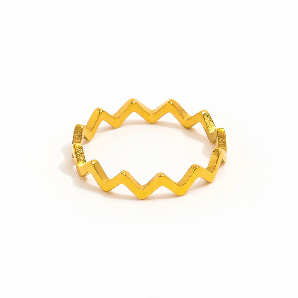 High End 18K PVD Geometric Wave Rings for Women Stainless Steel Jewelry MegaBDM