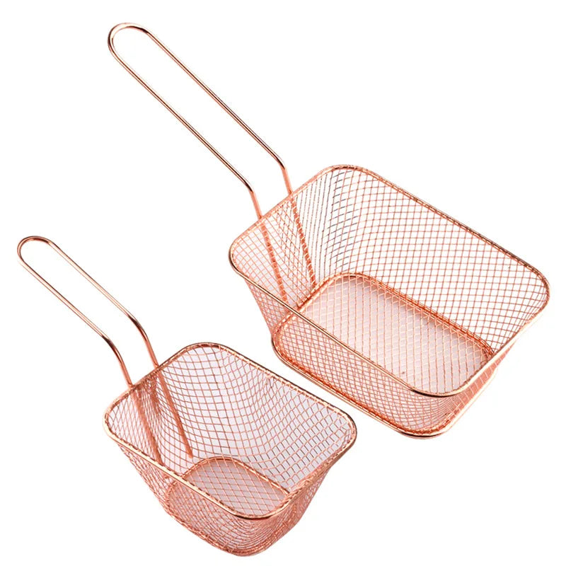 Hot Sale Custom Stainless Steel Mini French Fries Serving Baskets Creative Deep Frying Food Colanders Strainers for Kitchen