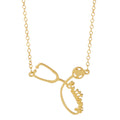 Women's Custom Name Necklace with Romantic Link Chain Stainless Steel Stethoscope 18K Gold Letter Style Trendy Geometric Pattern