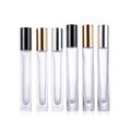 Refillable 10ml Empty square Cylinder clear Thick Glass Perfume Oil Roll on Bottle