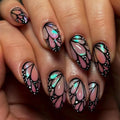24 Pcs 3D Butterfly Color-Changing Pearl Powder Gradient Press on Nails Artificial Fingernails Customize False Nails 3506