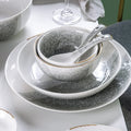 Popular American Style Luxury Gray White 6 Person Ceramic Dinnerware