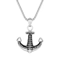 Wholesale Man Necklace Jewelry Silver Stainless Steel Hebrew Anchor Pendant Box Chain Necklace for Men