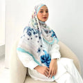 Custom Digital Print Cotton Voile Printed Scarf Laser Cutting Edge Hijab Indonesia Muslim Women Tudung Tudung