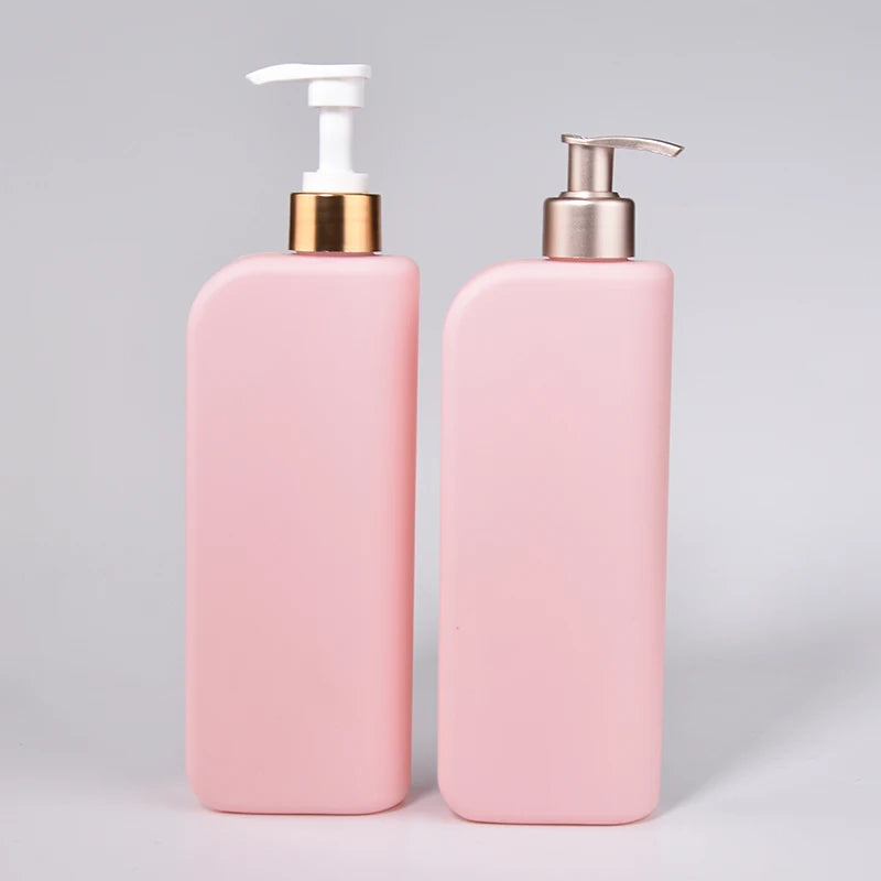 Large Capacity Biodegradable 450ml HDPE Square Plastic Bottle Pressing Washing Package Shampoo and Body Wash Bottle