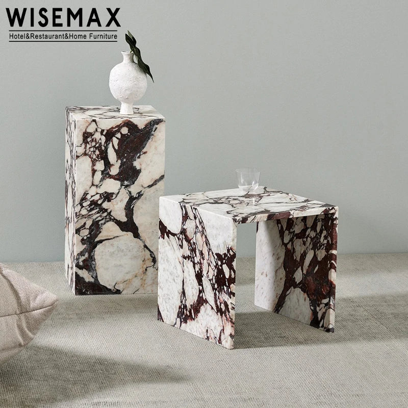 WISEMAX FURNITURE Simple Design Living Room Furniture Natural Marble square Side Table for Living Room