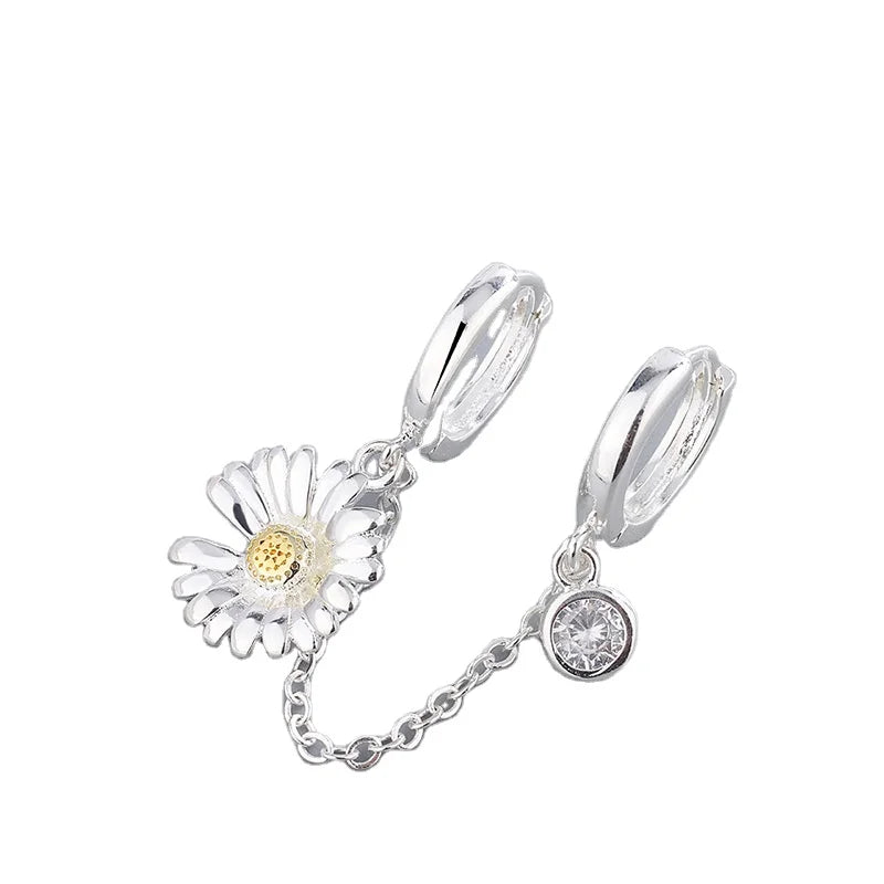 2025 NEW 925 Sterling Silver Sunflower Shape Gold Plated Stud Earrings Cute Engagement for Women Drop Shipping